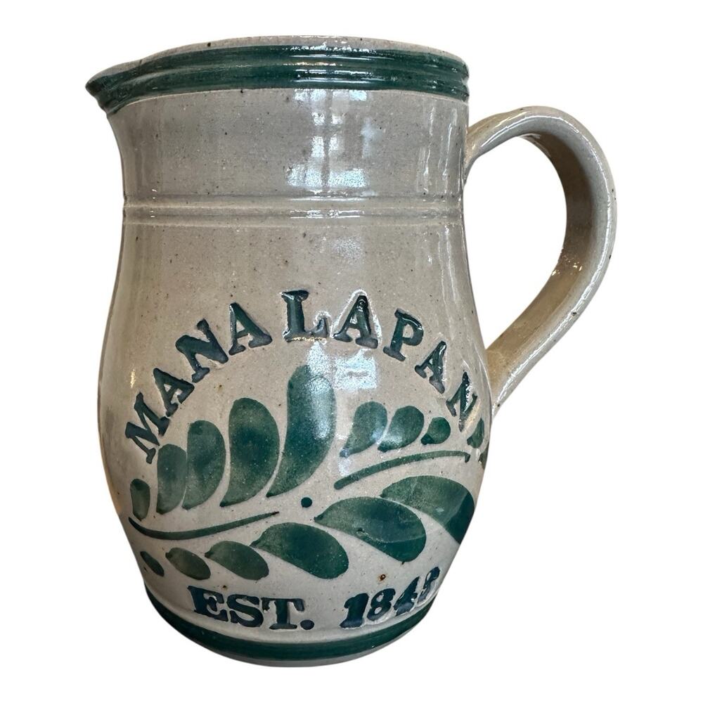 Vintage 1998 Westerwald Pottery Pitcher Signed Salt Glazed Stoneware “ManaLapan”